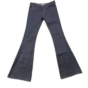 Current Elliott High Rise Flare Jeans Dark Wash Floral Overlay Womens 32x36 Y2K